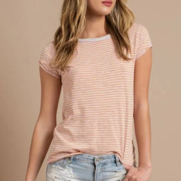 Free People Clare Stripe Tee - Pink Combo - Picture 1 of 5